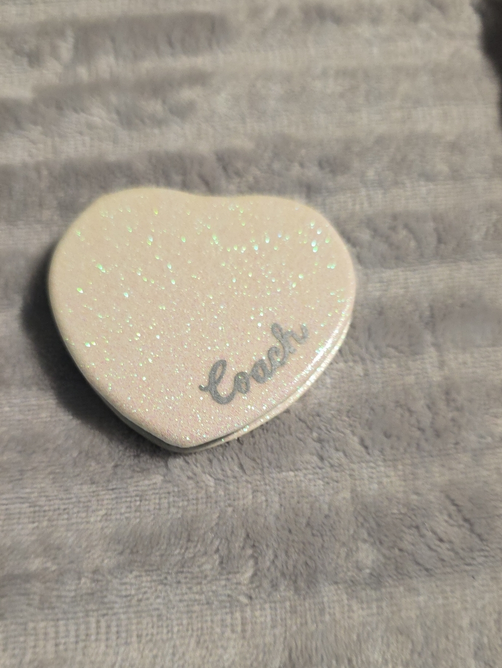 Coach Heart-Shaped Glitter Compact - Iridescent White